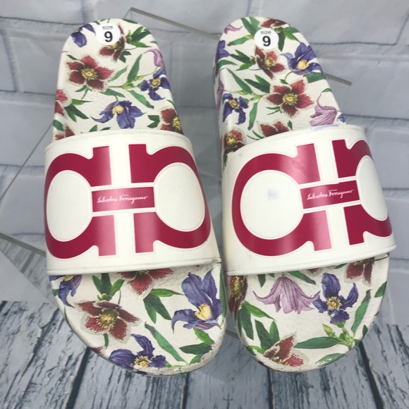 ferragamo floral slides
